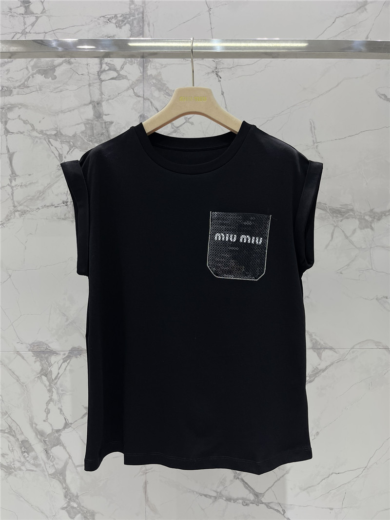 miumiu embroidered pocket sleeveless top replicas clothes