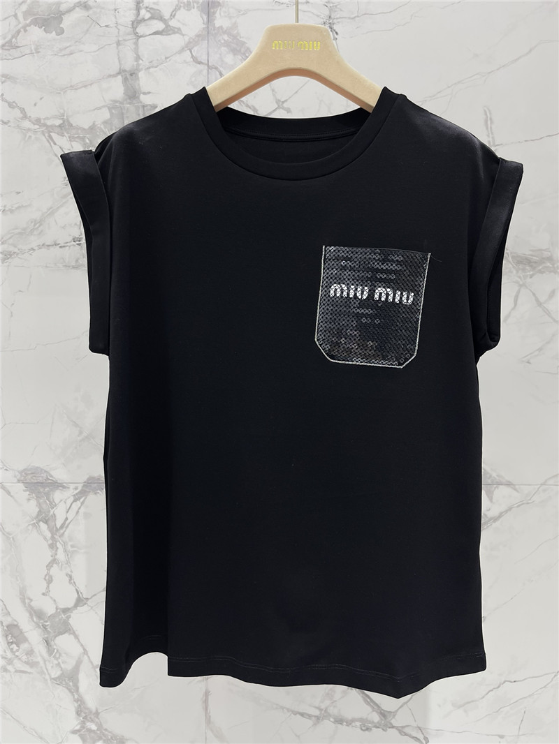 miumiu embroidered pocket sleeveless top replicas clothes