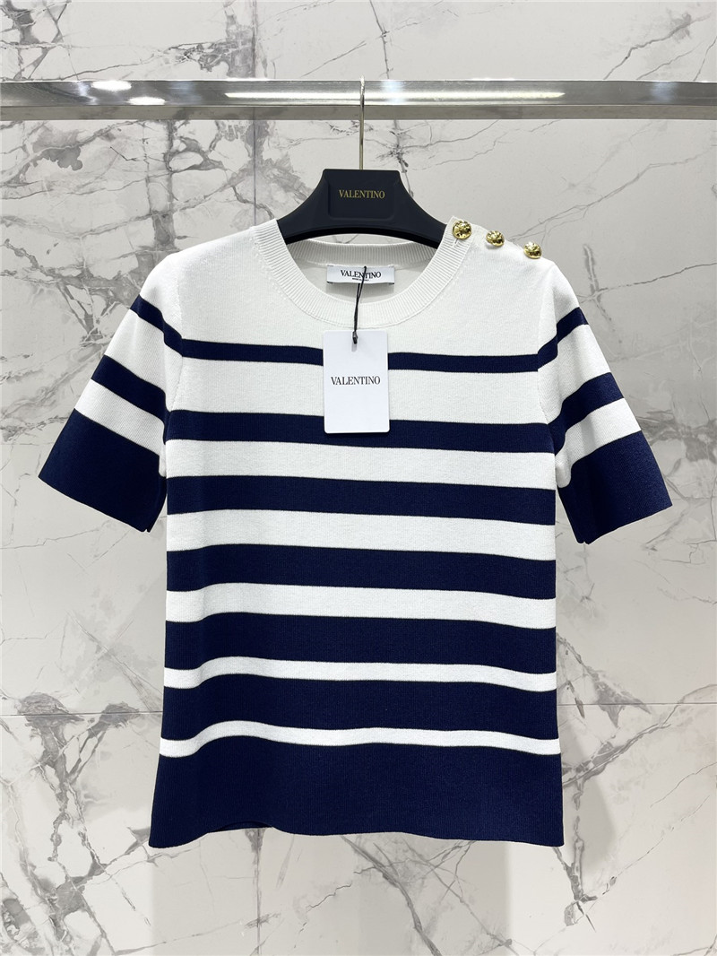 Valentino Striped Button Knit-Shirt
