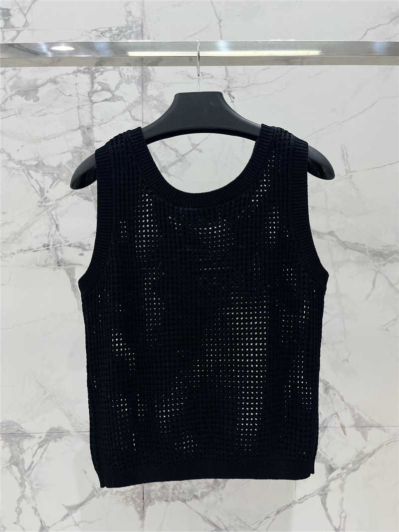 Pra*a hollow knitted vest replica designer clothes