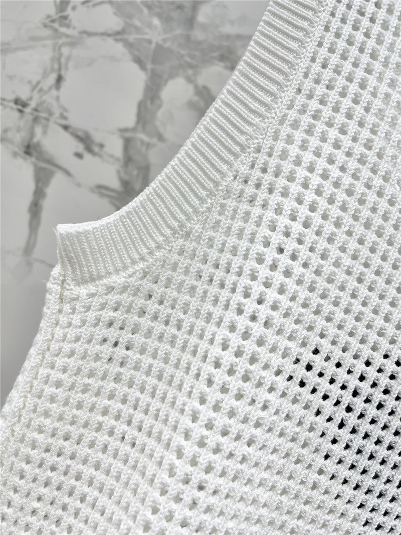 Pra*a hollow knitted vest replica designer clothes