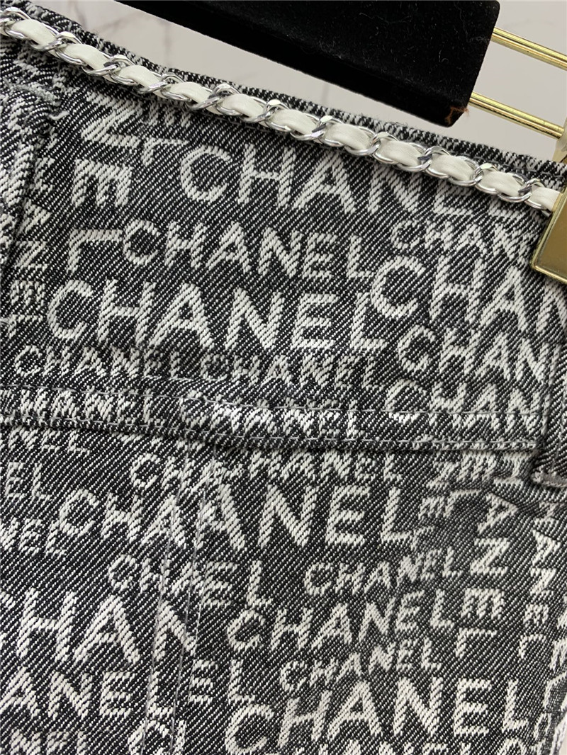 Ch**el full logo jacquard denim shorts replica clothes