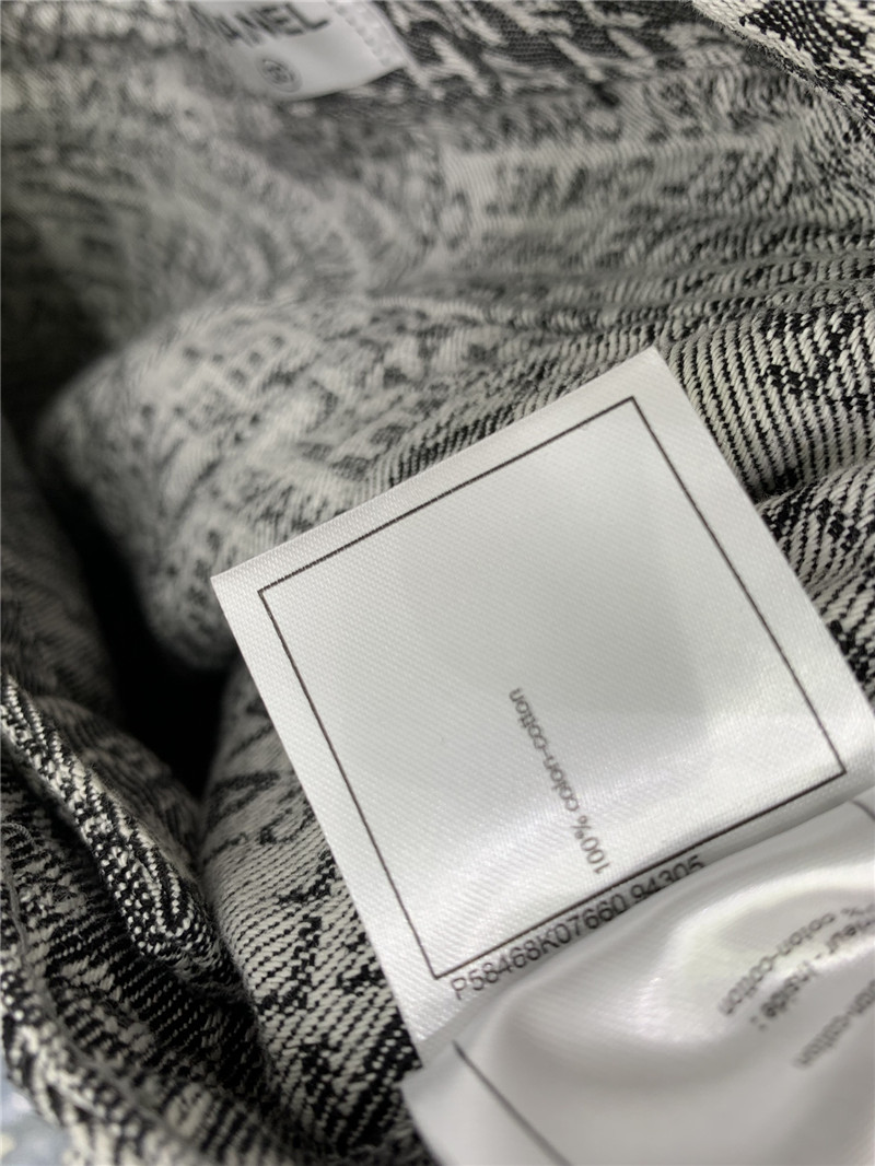 Ch**el full logo jacquard denim shorts replica clothes