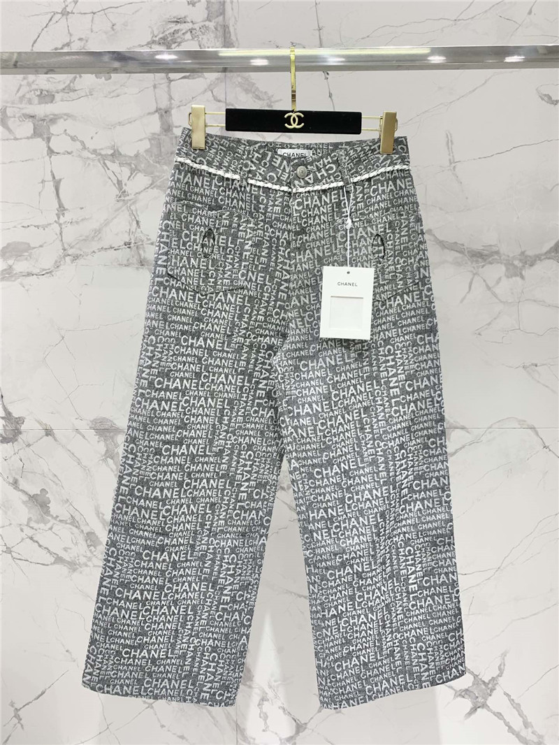 Chanel full logo jacquard denim trousers replicas clothes