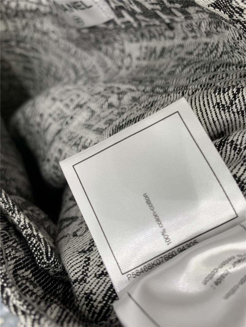 Ch**el full logo jacquard denim trousers replicas clothes