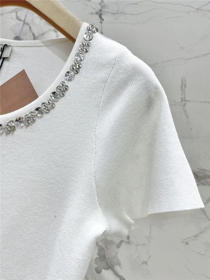 M1um1u studded u-neck knitted t-shirt replica d&g clothing