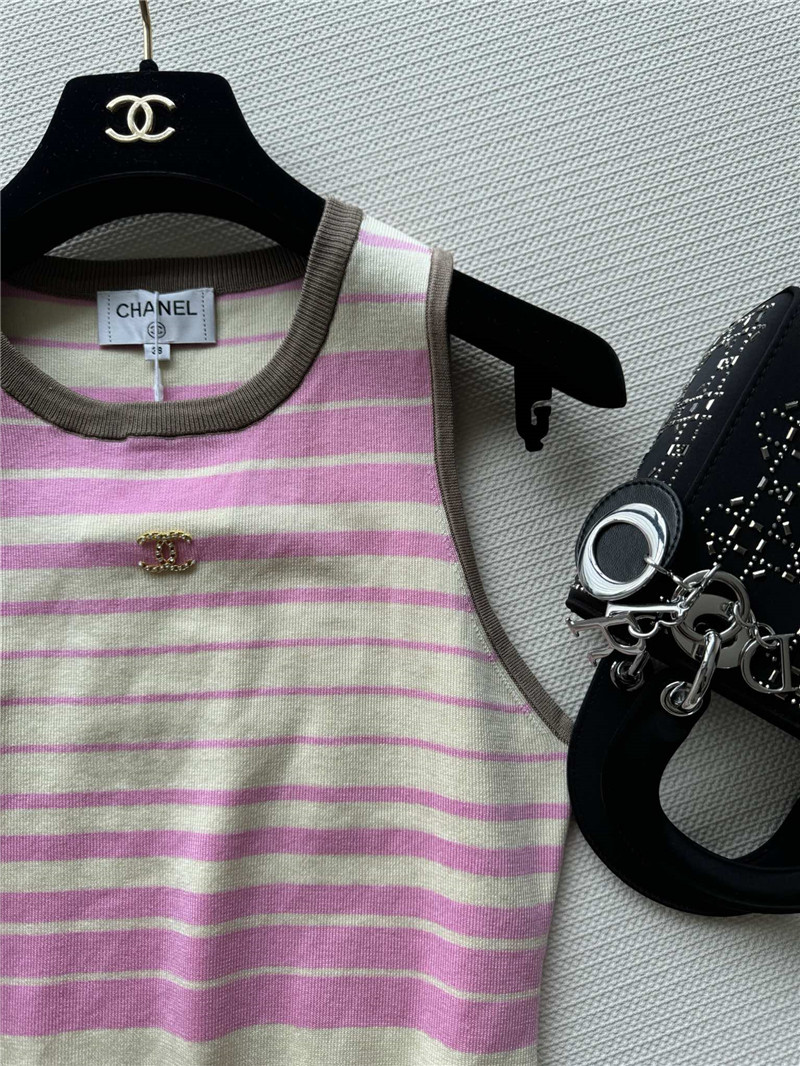 Ch**el pink striped vest replica d&g clothing
