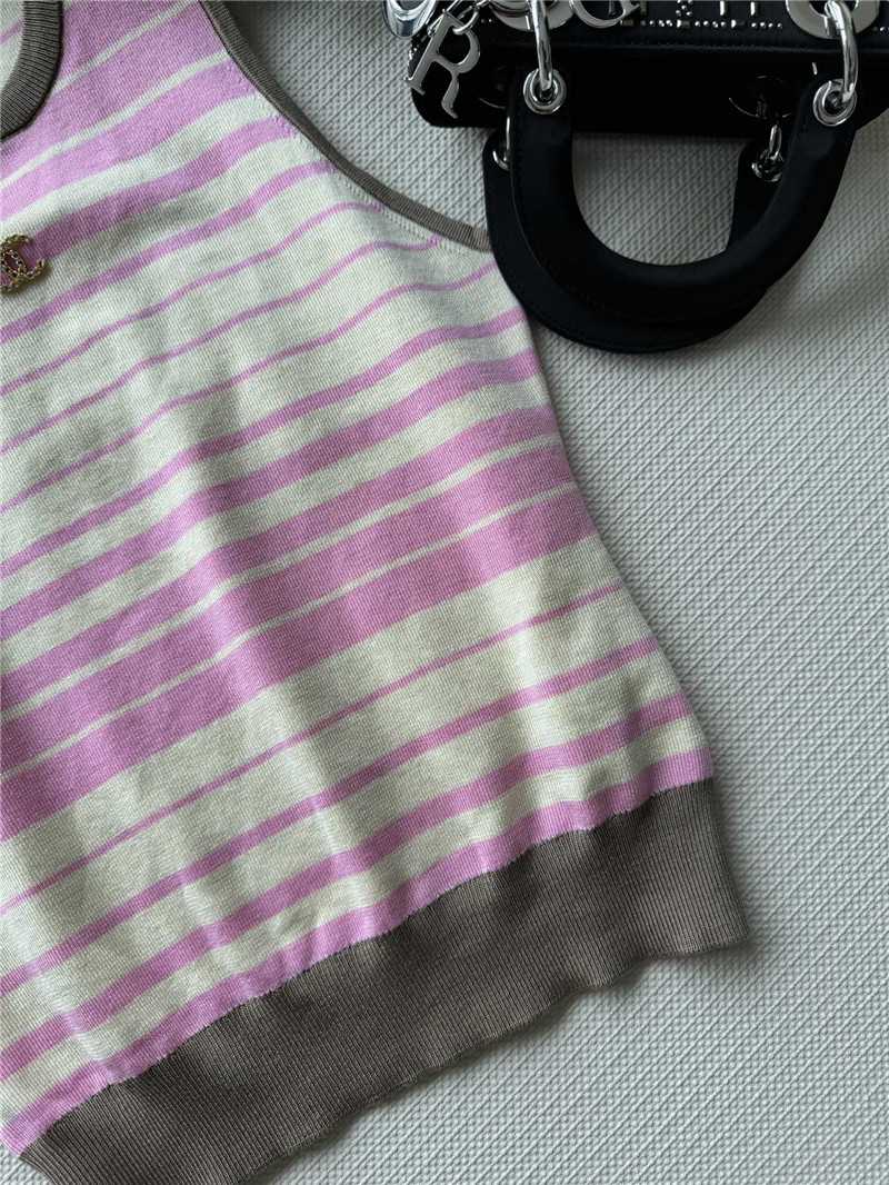 Ch**el pink striped vest replica d&g clothing