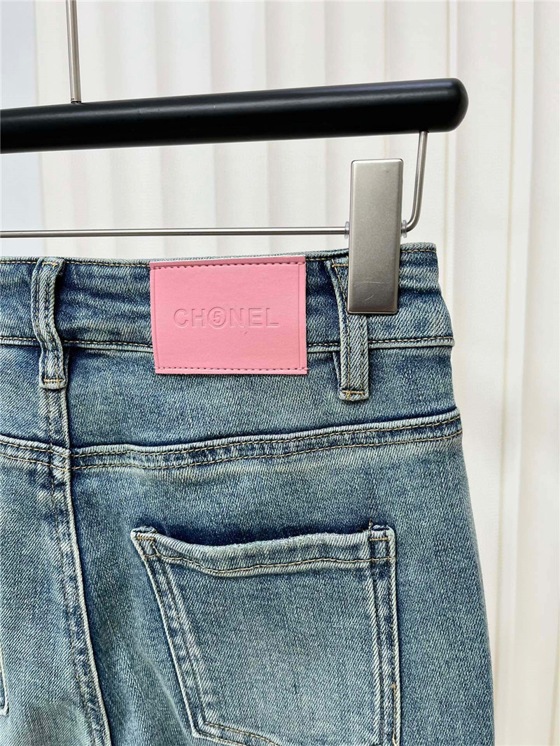 Ch**el three-dimensional embossed jeans replica clothes