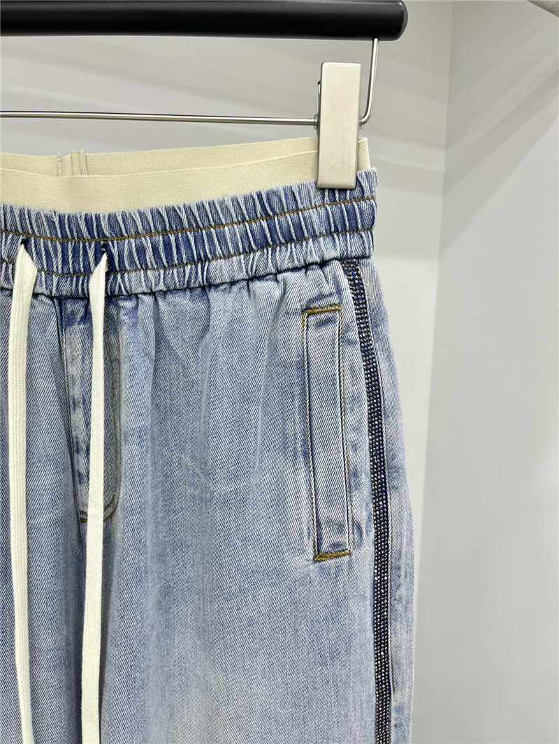 Va1e*ntin0 contrast elastic waist tencel jeans replica d&g clothing