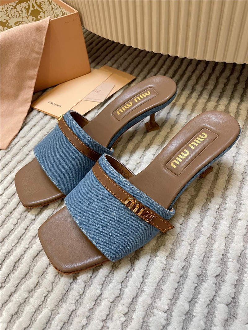 Miu Miu Denim Heels Sandals