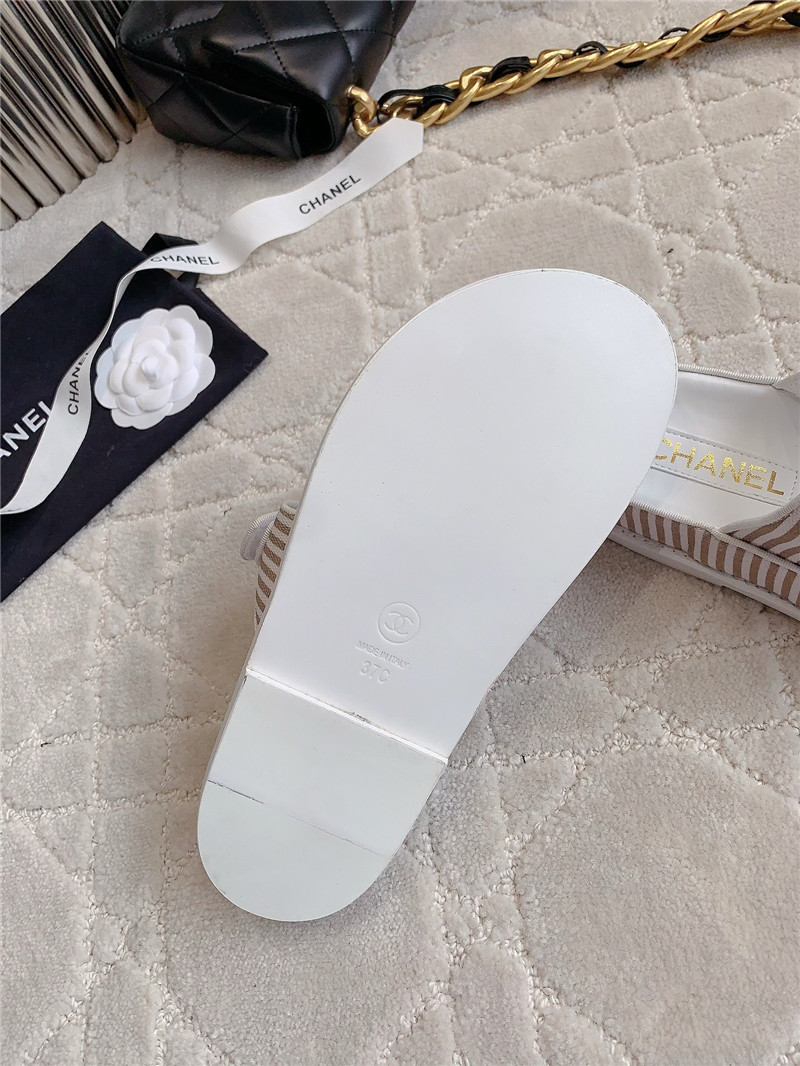 Chanel White Brown Dad Slides