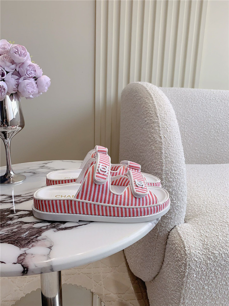 Ch**el white pink dad slides