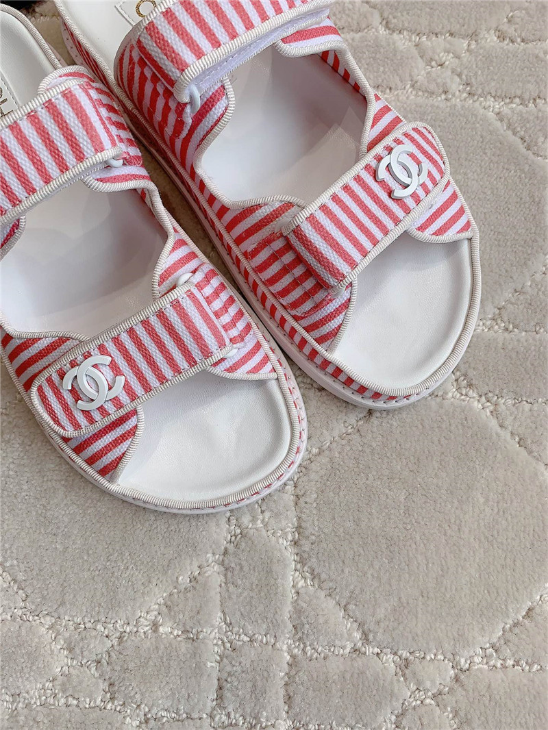 Ch**el white pink dad slides