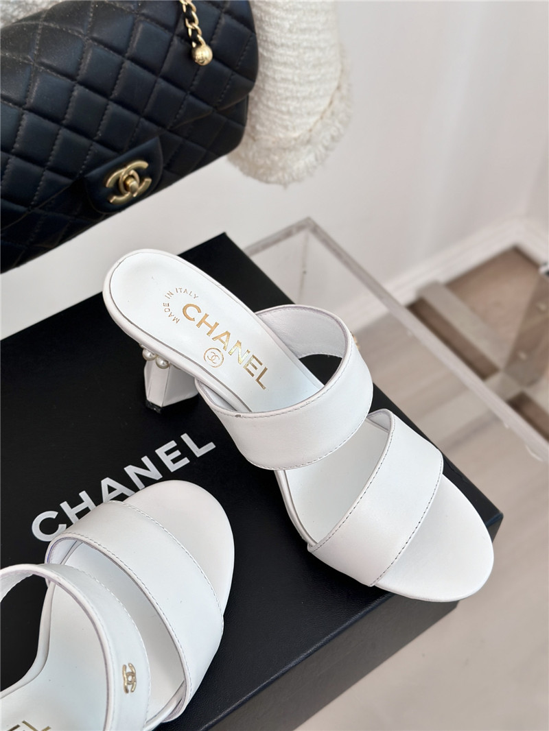 Ch**el block leather heel mule white
