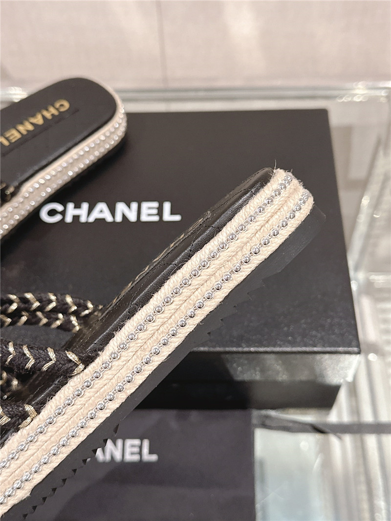 Ch**el cross rope platform slippers black