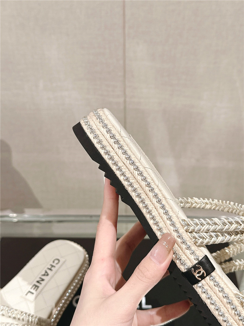 Chanel Cross Rope Platform Slippers