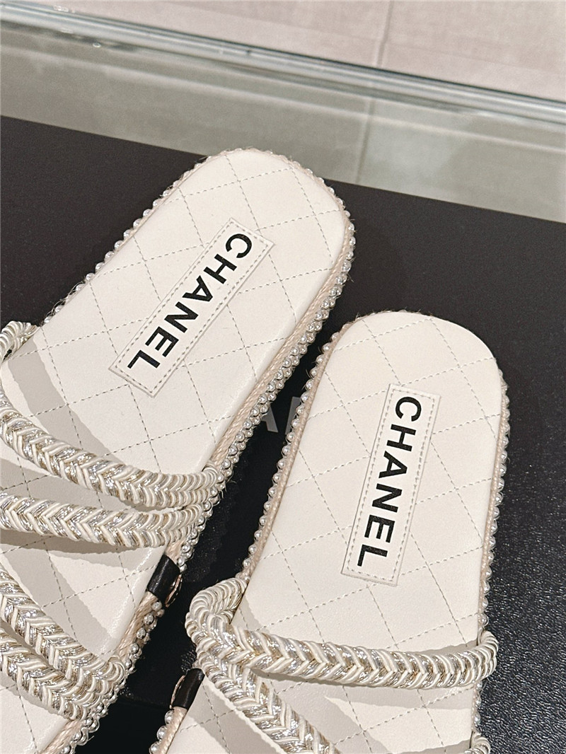Chanel Cross Rope Platform Slippers