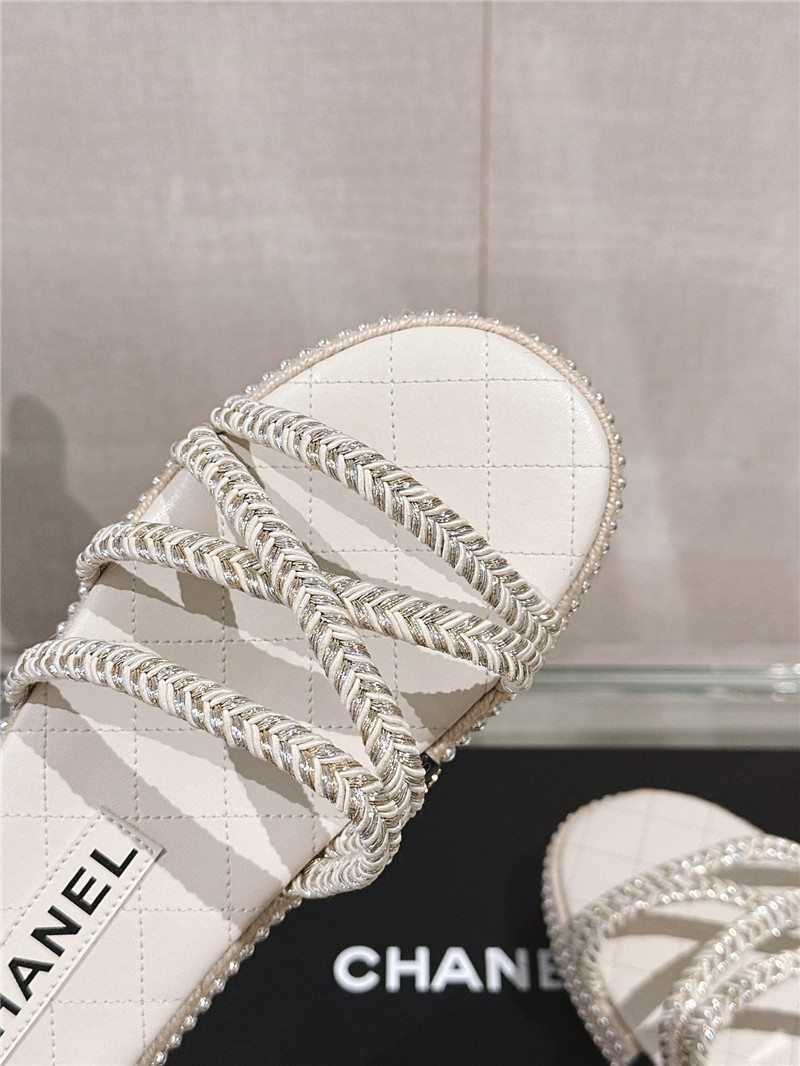 Chanel Cross Rope Platform Slippers