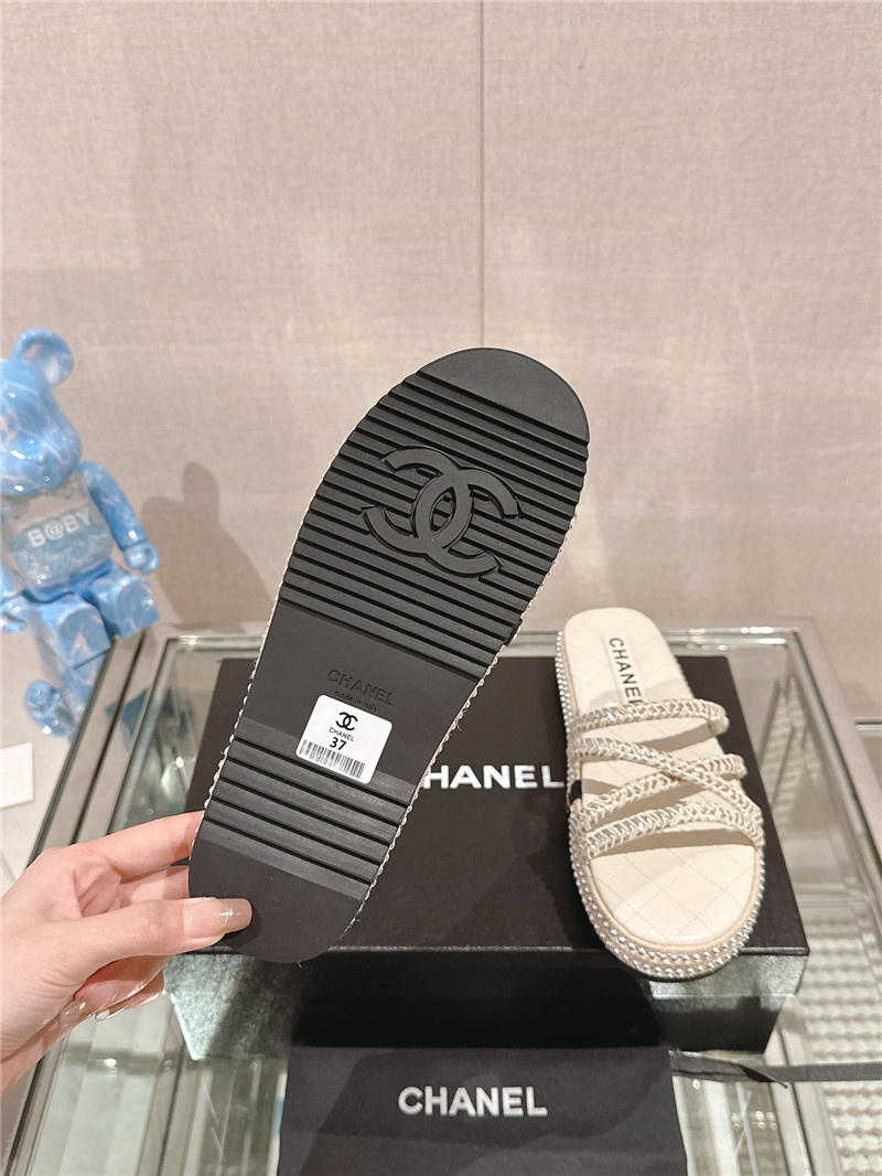 Chanel Cross Rope Platform Slippers