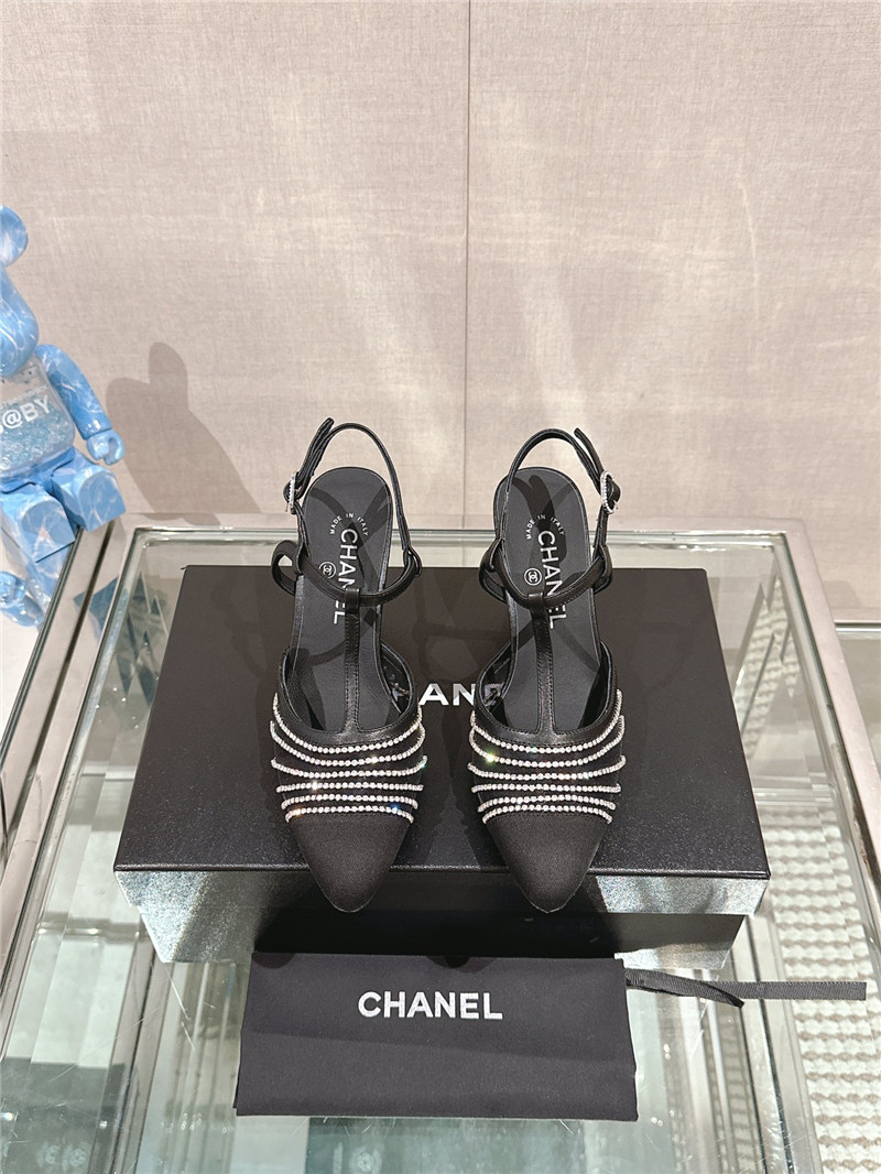 Ch**el interlocking logo t-strap pumps in black