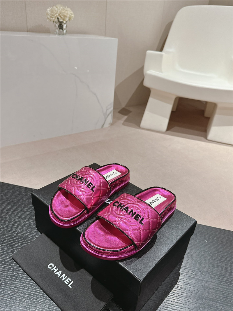 Ch**el fuchsia quilted mules sandals