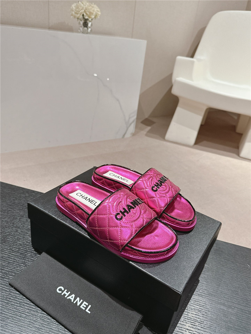 Ch**el fuchsia quilted mules sandals