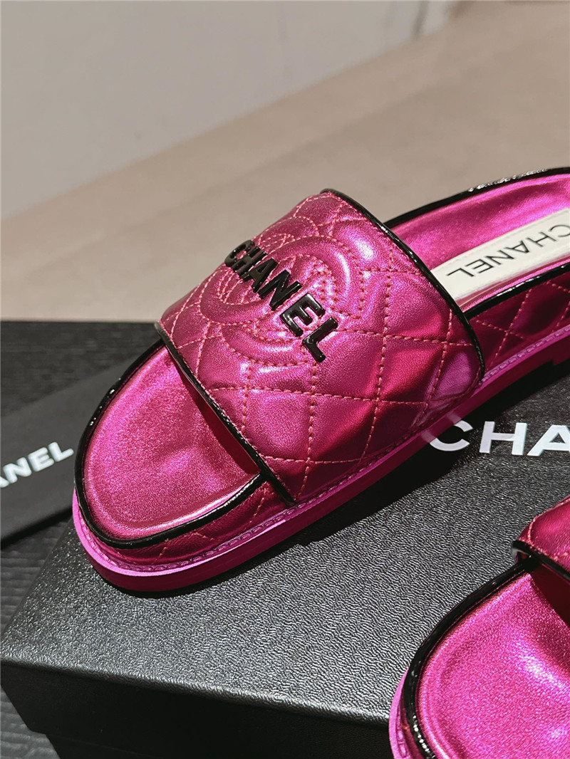 Ch**el fuchsia quilted mules sandals