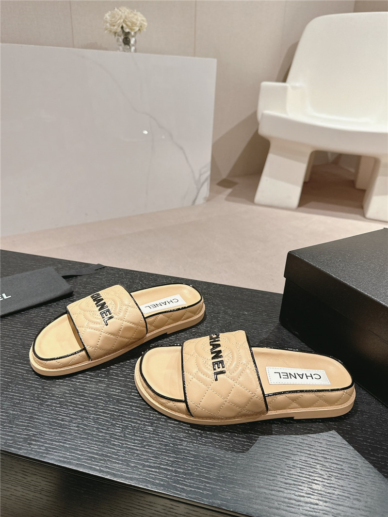 Chanel Lambskin Quilted Brown Mules Brown