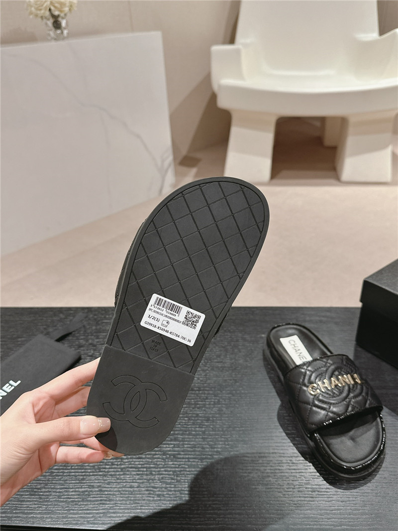 Ch**el lambskin quilted textured mules sandals