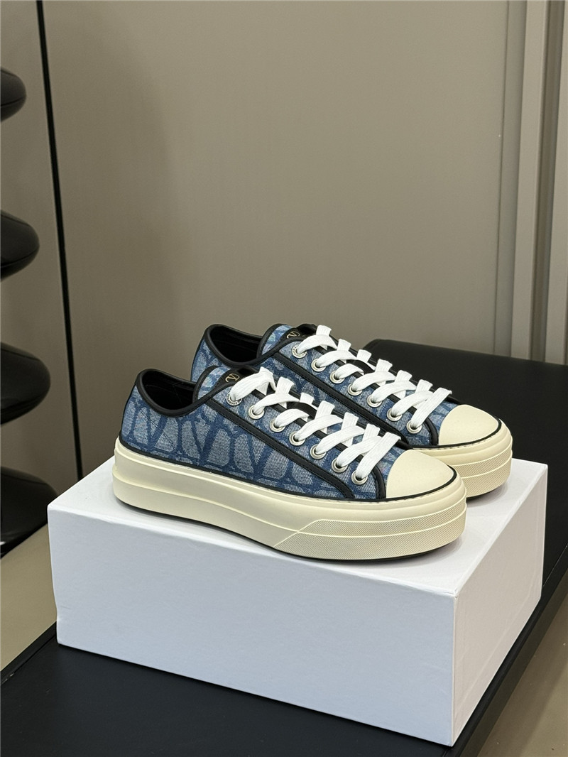 Valentino Blue Canvas Flat Sneakers