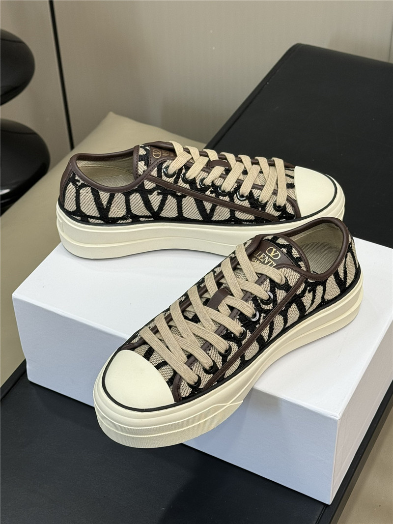 Valentino Gray Canvas Flat Sneakers