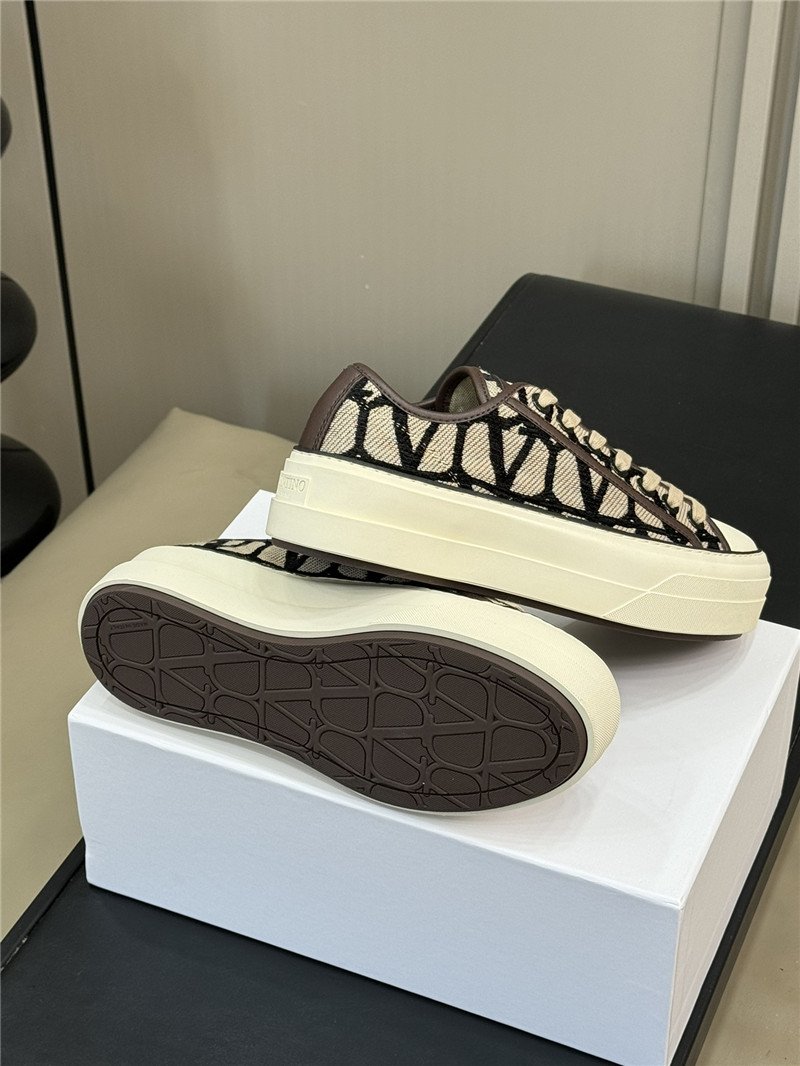 Valentino Gray Canvas Flat Sneakers