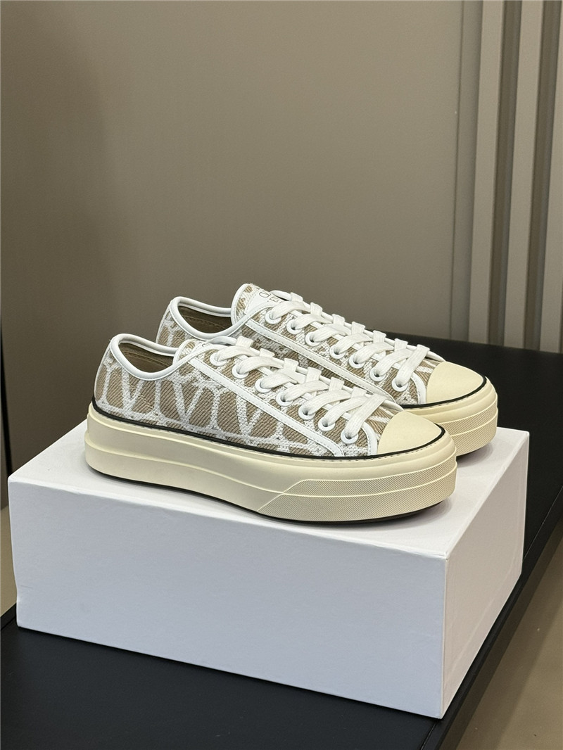 Valentino Beige Canvas Flat Sneakers