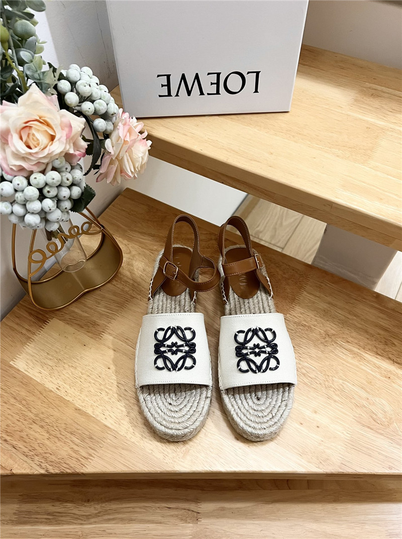 Loewe Anagram Canvas Espadrille Sandals Black