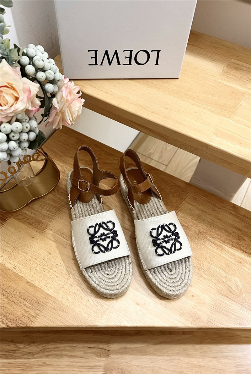 Loewe Anagram Canvas Espadrille Sandals Black