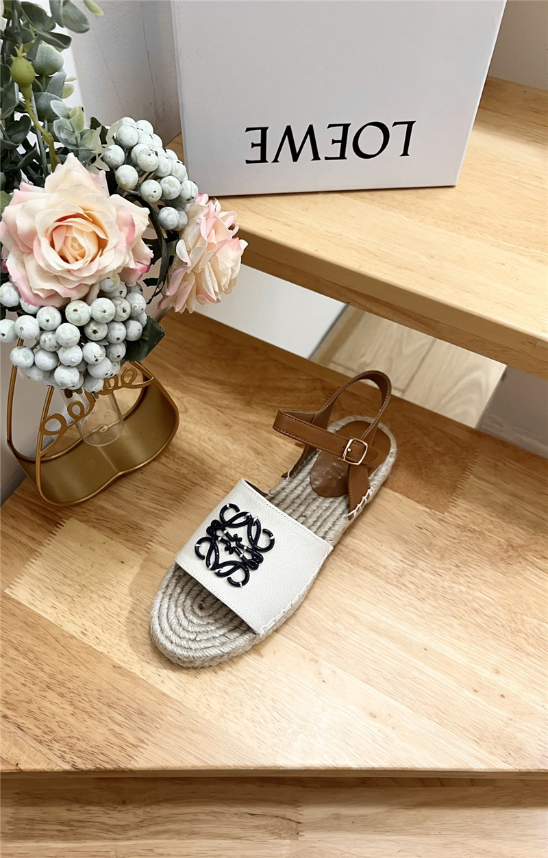 Loewe Anagram Canvas Espadrille Sandals Black