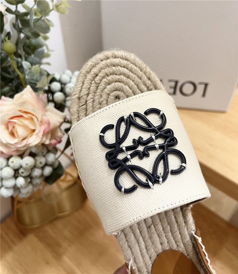 Loewe Anagram Canvas Espadrille Sandals Black