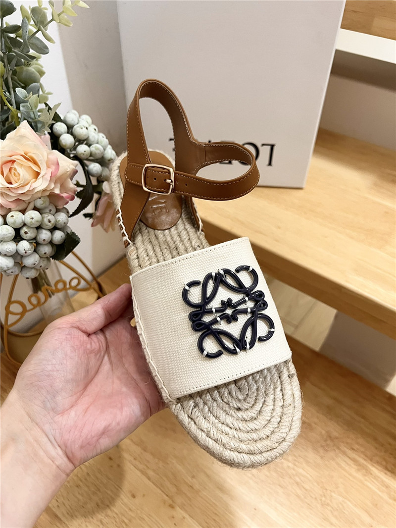 Loewe Anagram Canvas Espadrille Sandals Black