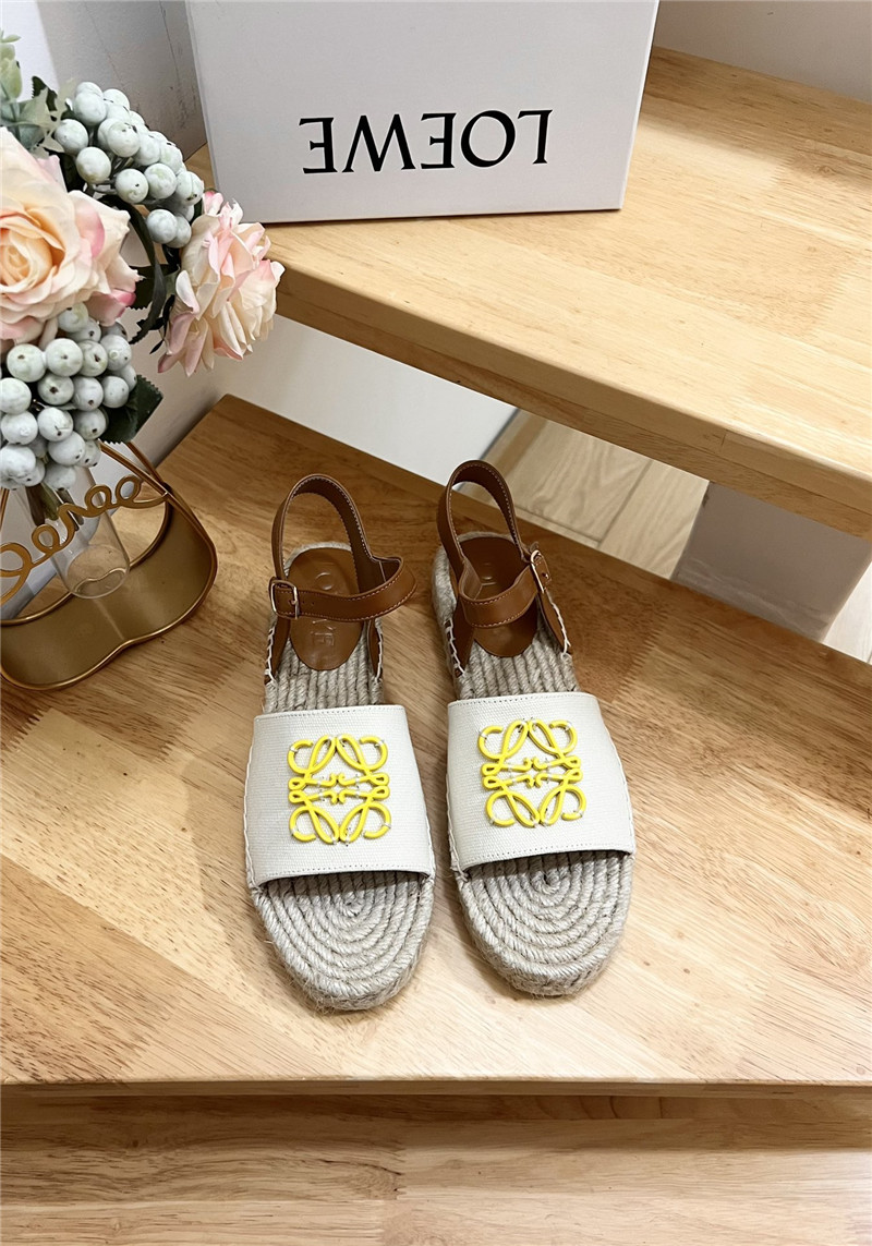 Loewe Anagram Canvas Espadrille Sandals Yellow