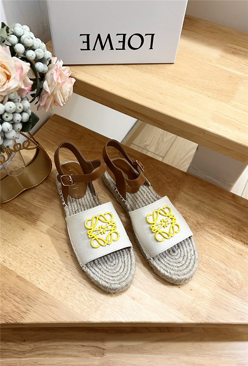 Loewe Anagram Canvas Espadrille Sandals Yellow