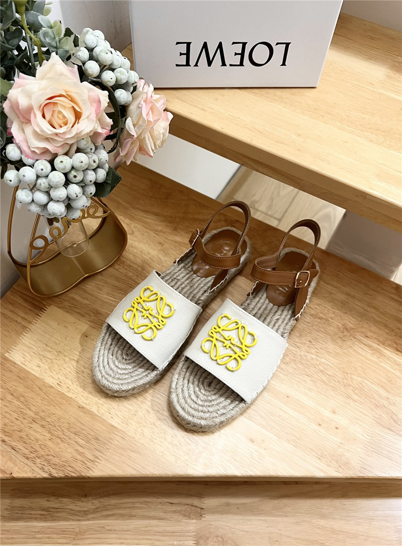 Loewe Anagram Canvas Espadrille Sandals Yellow