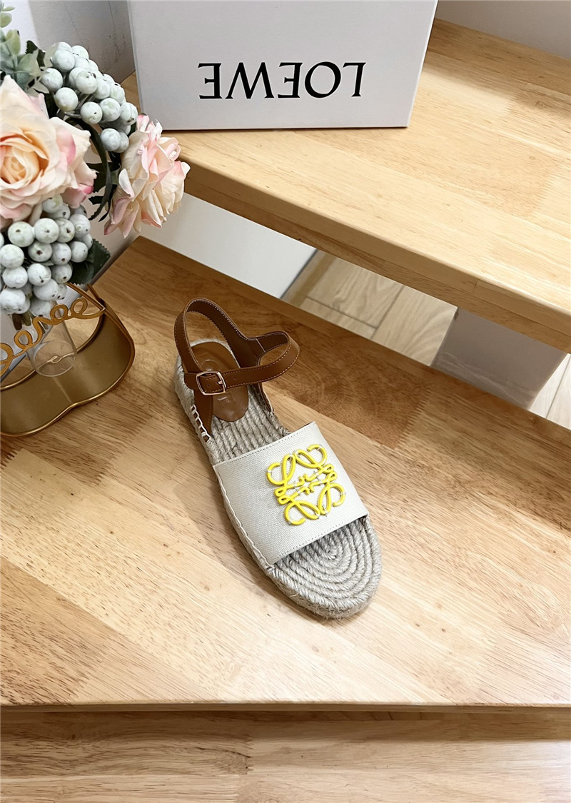 Loewe Anagram Canvas Espadrille Sandals Yellow