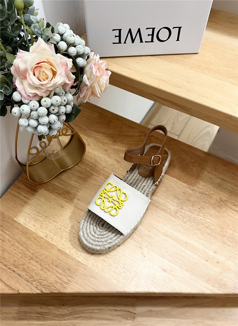 Loewe Anagram Canvas Espadrille Sandals Yellow