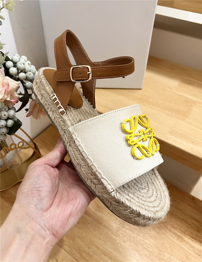 Loewe Anagram Canvas Espadrille Sandals Yellow
