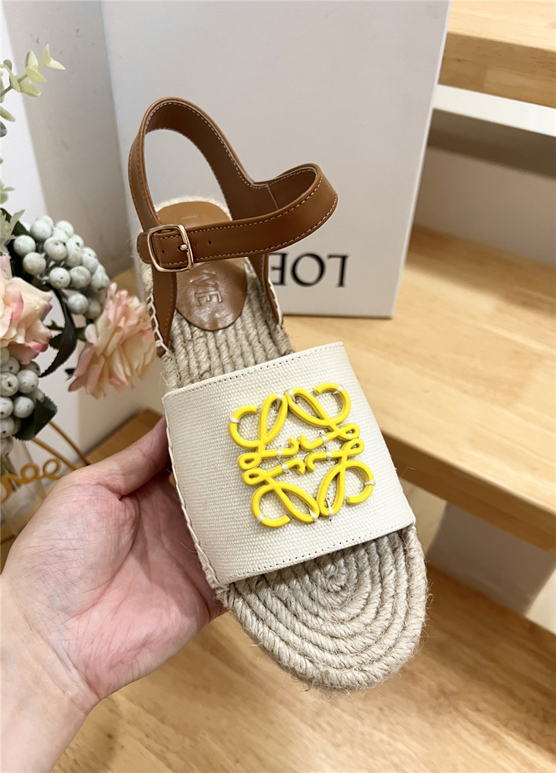 Loewe Anagram Canvas Espadrille Sandals Yellow