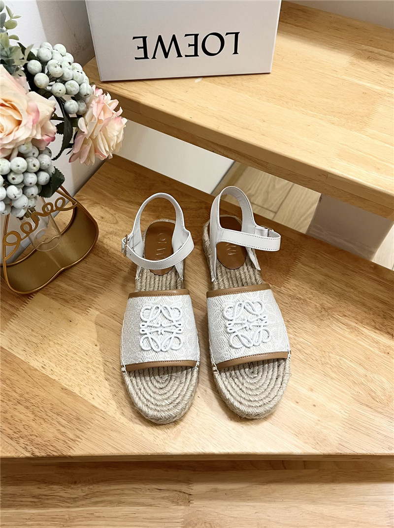 Loewe Anagram Canvas Espadrille Sandals Brown
