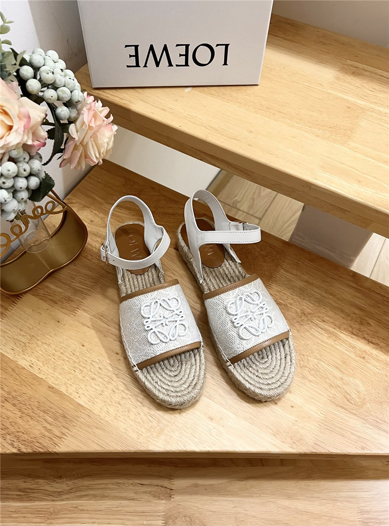 Loewe Anagram Canvas Espadrille Sandals Brown