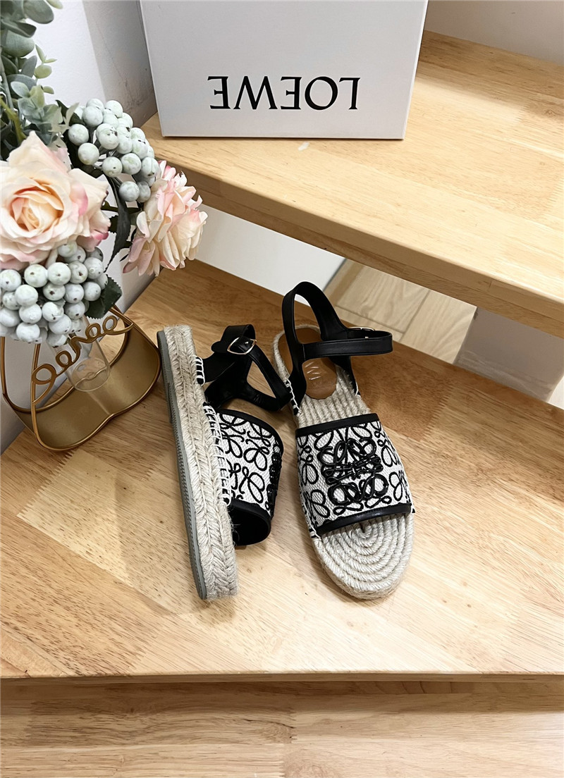 Loewe Anagram Canvas Espadrille Sandals