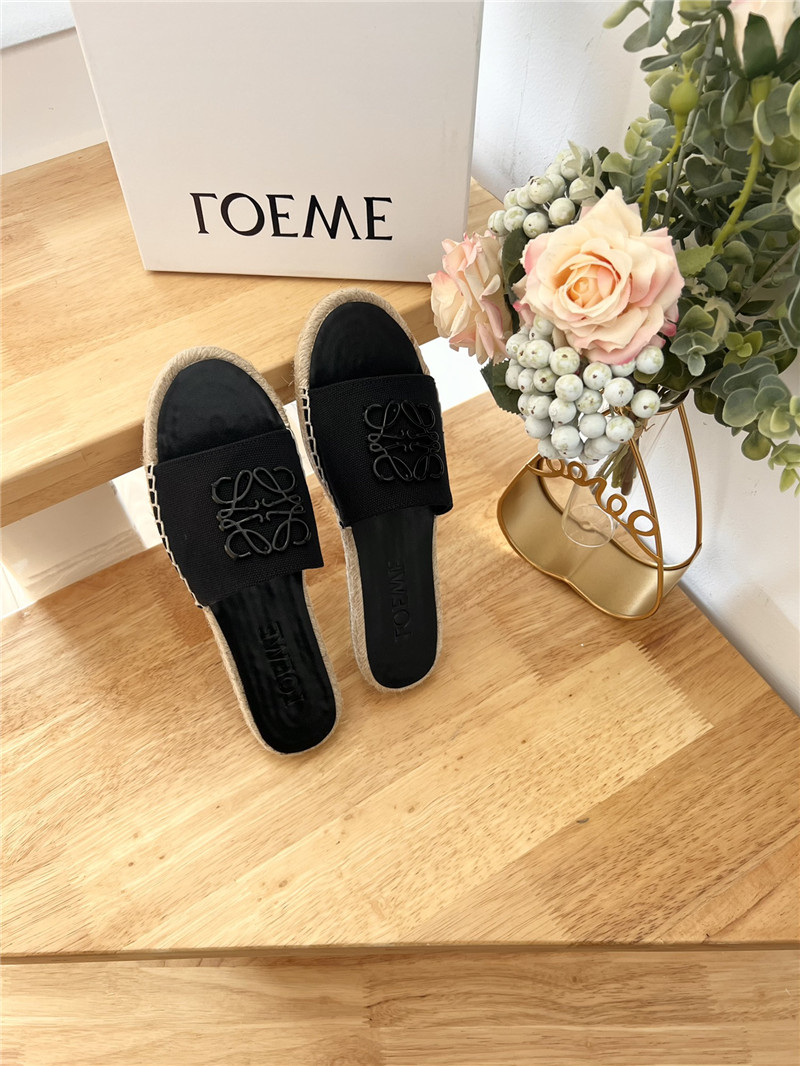 Loewe Espadrille Leather Slide Black